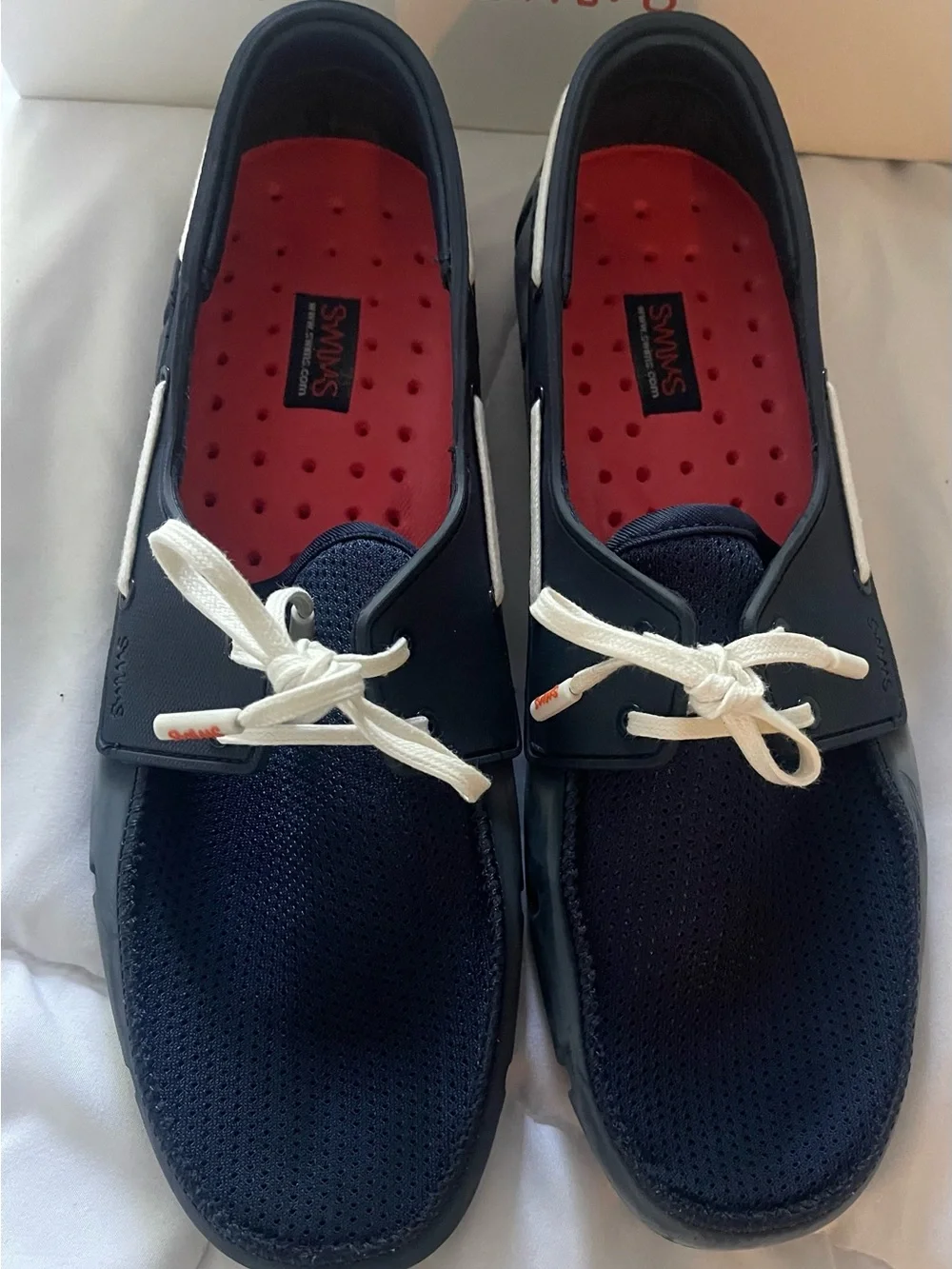 Swims Braided Lace Loafer Size 8 Navy Blue With Box